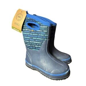 NWT BOGS Boys Rain boots, K Classic Model Blue Stripes Waterproof Size 13